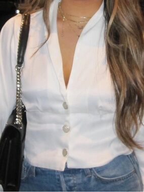 ZARA White Satin Blouse